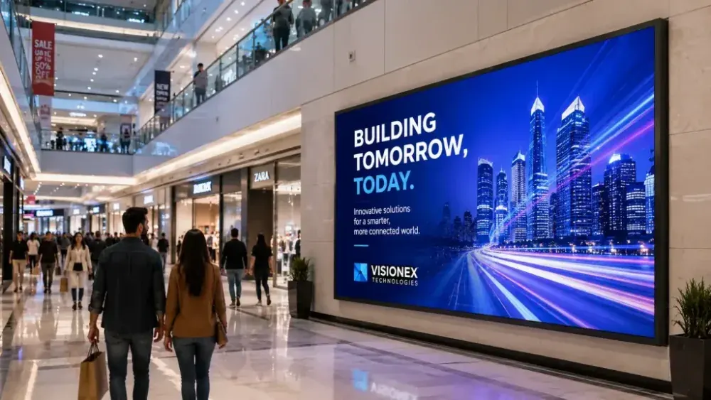 Indoor SMD screen on a shopping mall wall